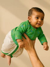 Playful Green Printed Kurta Dhoti Set