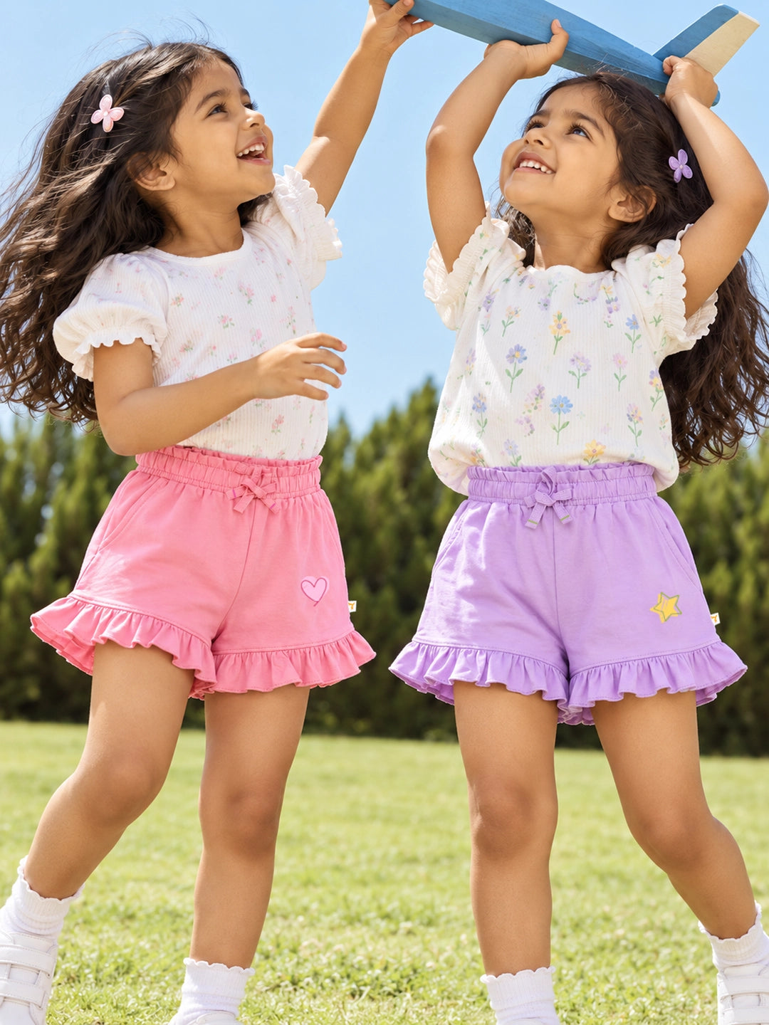Pack of 2 Girl's Ruffle Shorts