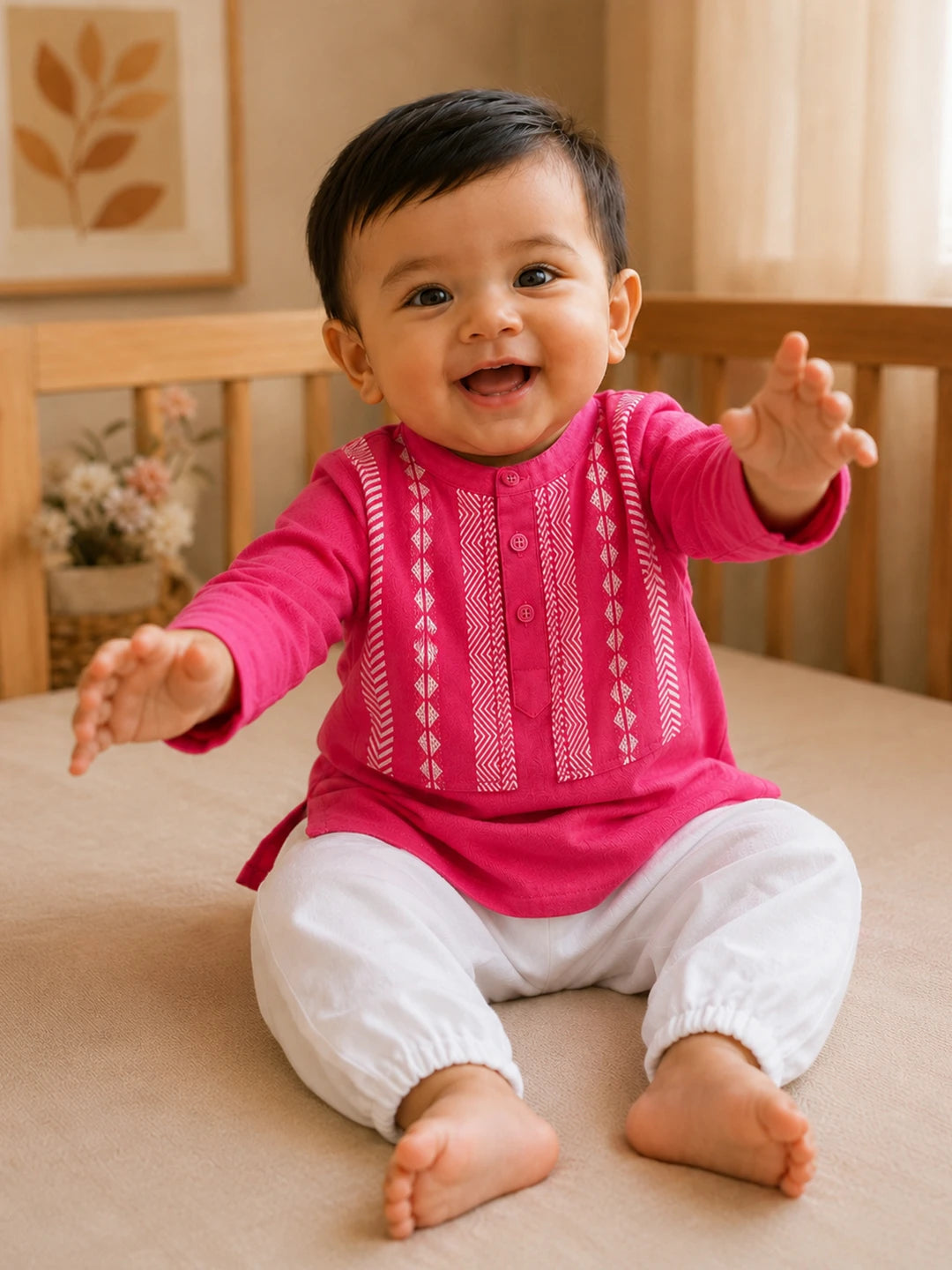 Embroidered Pink Kurta Set