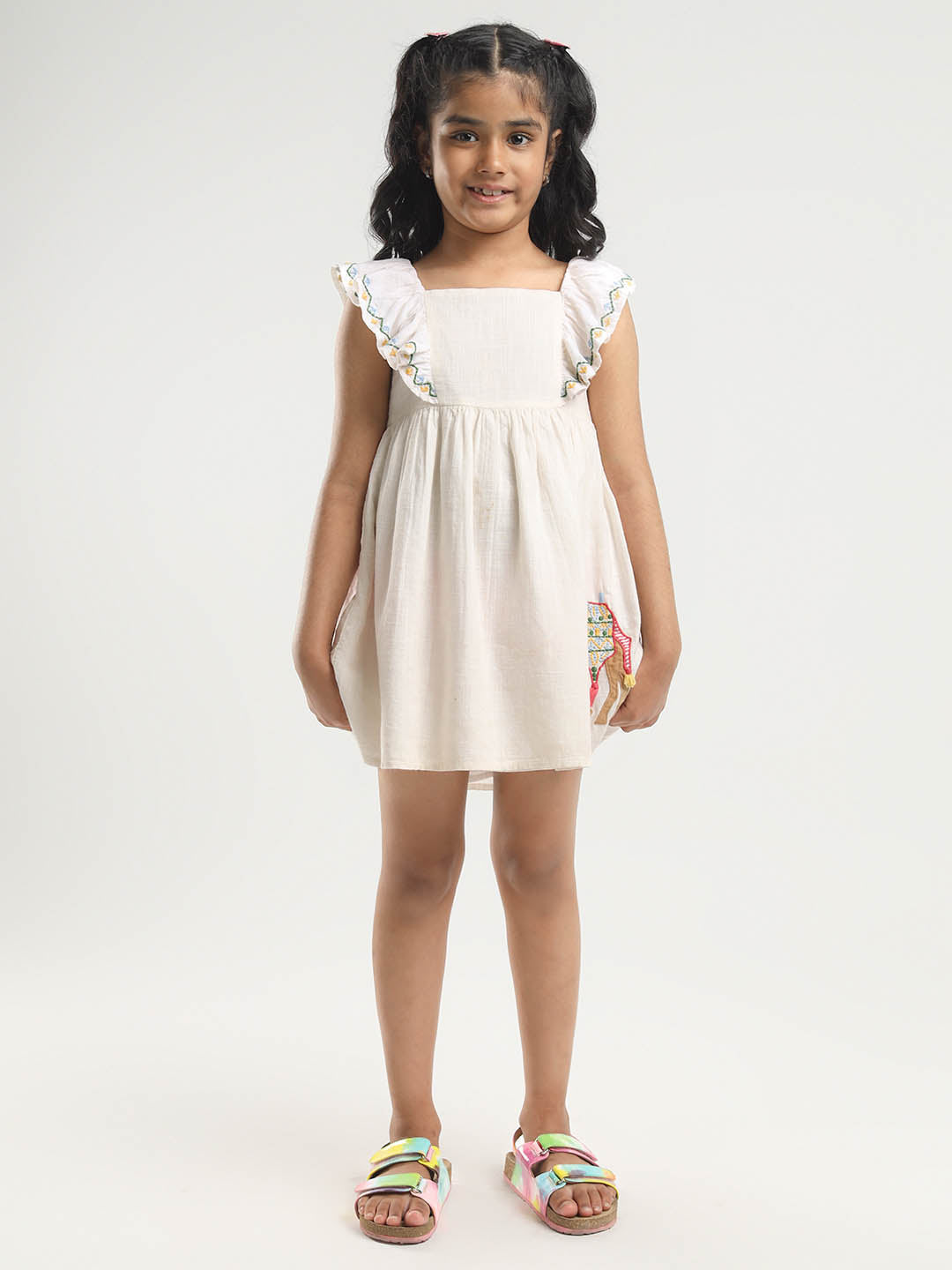Oont Embridered Cotton A-Line Dress