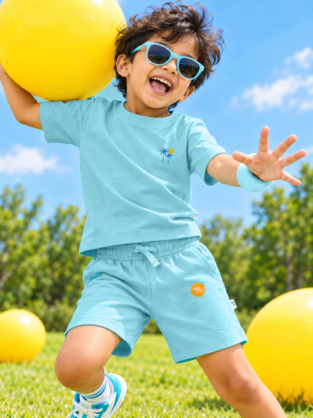 Aqua Blue T-Shirt & Shorts Set