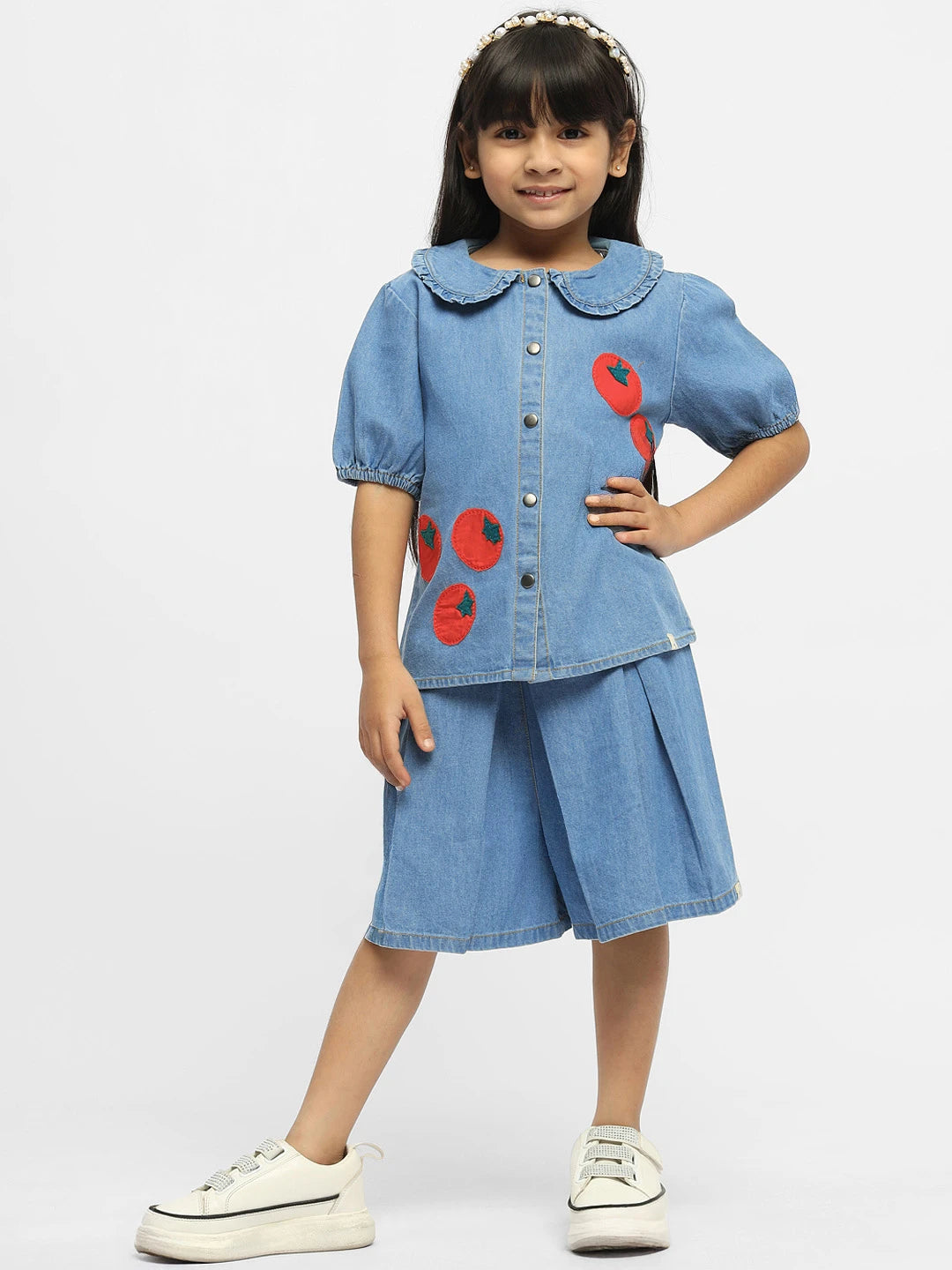 Tomato Cotton Denim Top & Skort Set
