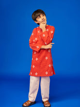 Red Katli Boys Kurta Set Somersault
