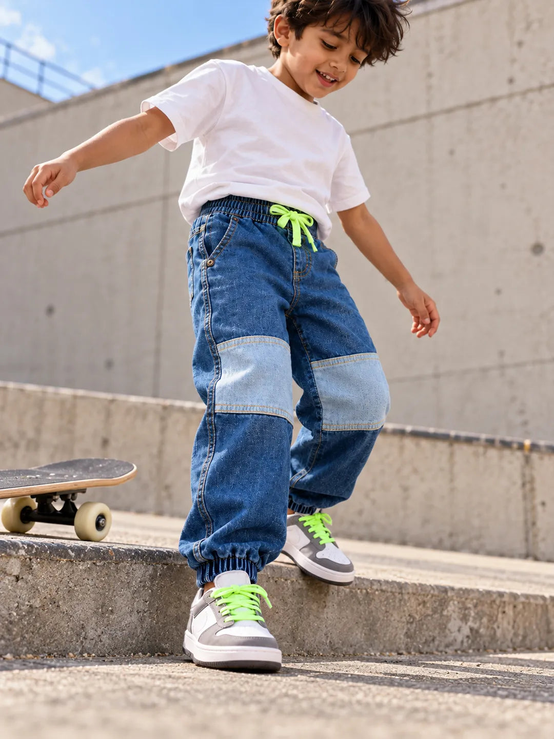 Knee Patch Denim Joggers