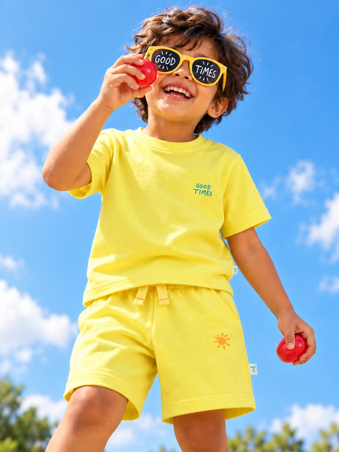 Playful Yellow T-Shirt & Shorts Set