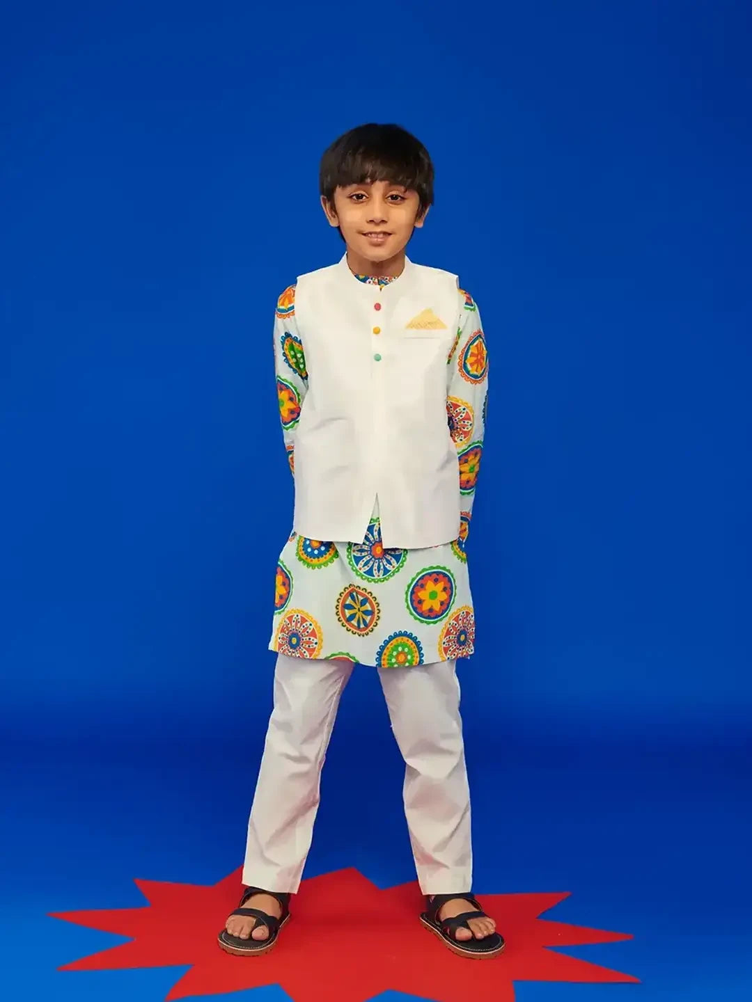 Blue Mandana Kurta Jacket Set