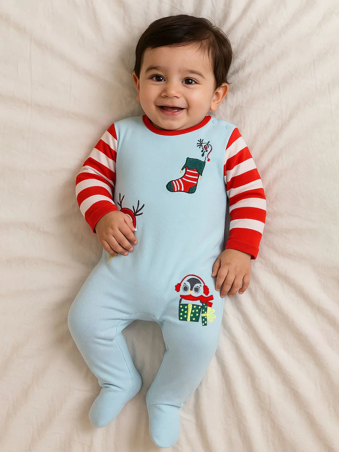 Blue Christmas Elements Sleepsuit