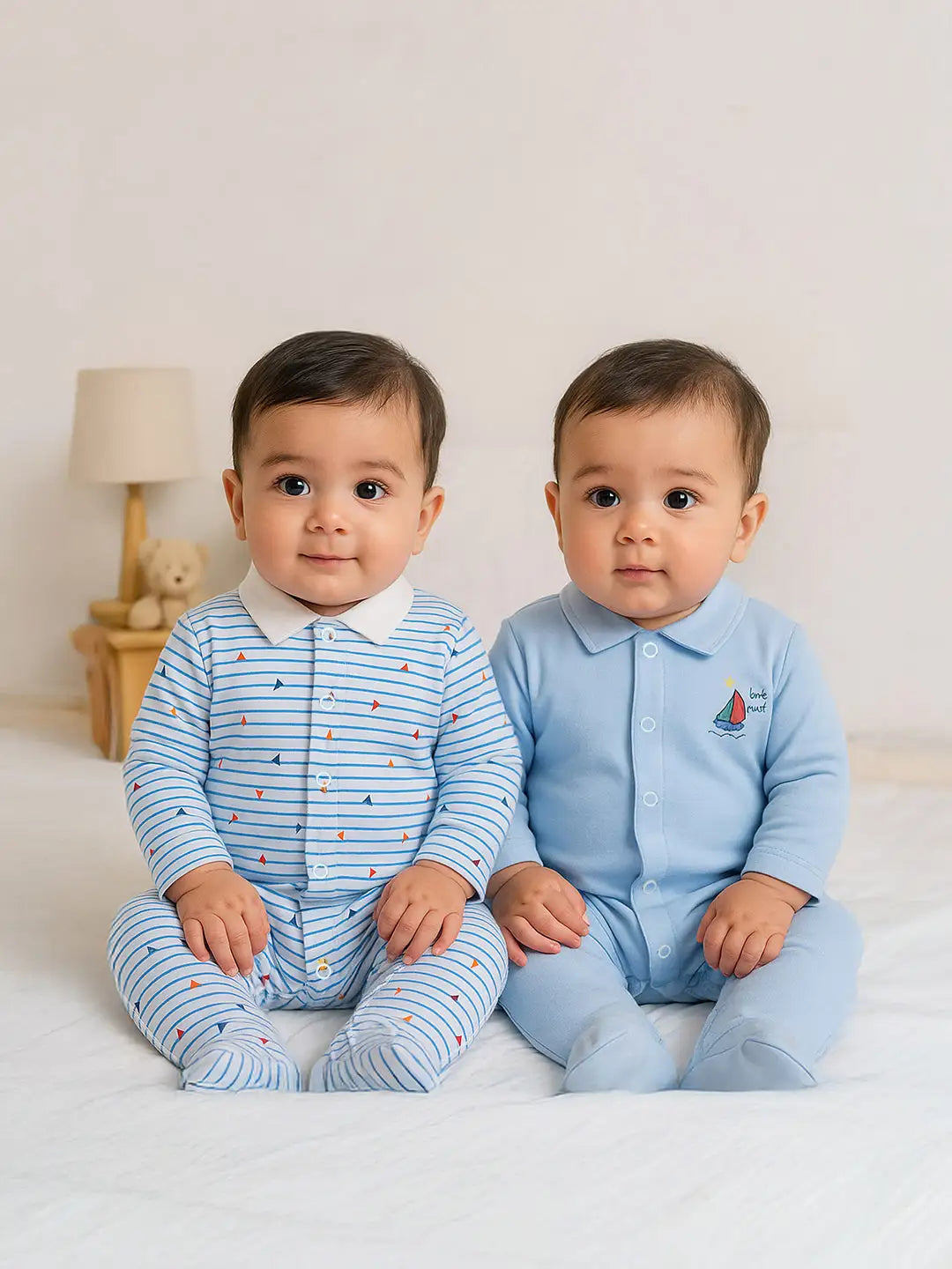 Let's Sail Footed Cotton Sleepsuit- Pack of 2