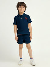 Deep Ocean Crinkled Cotton Shirt & Shorts Set