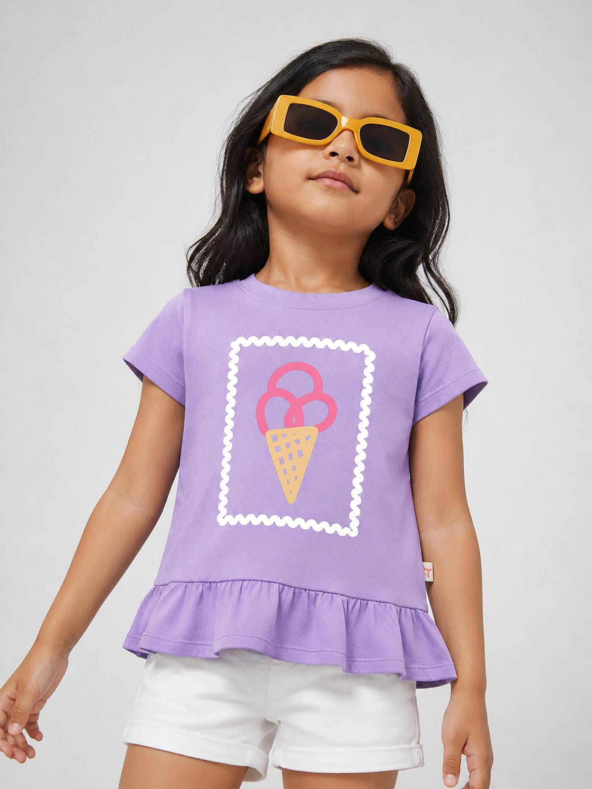 Printed Frill Hem Tee