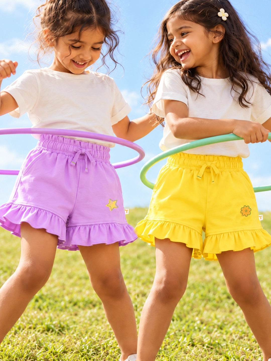 Pack of 2 Girl's Ruffle Shorts