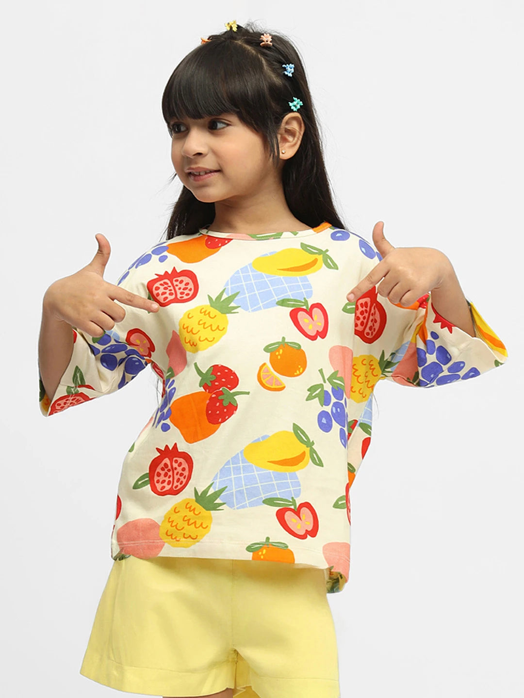 Fruity Fun Drop Shoulder Cotton Top