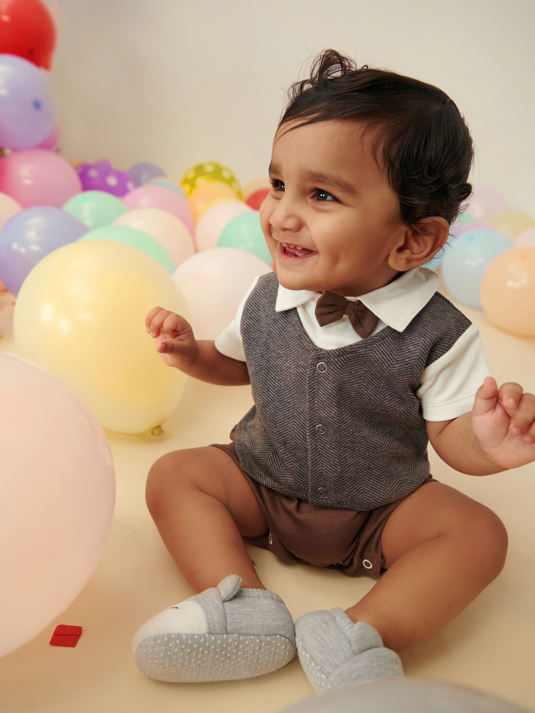 Brown Romper With Bow Somersault