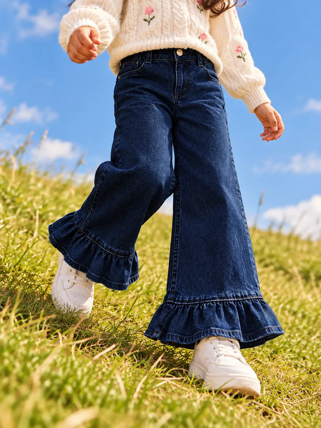 Ruffle Detail Denim