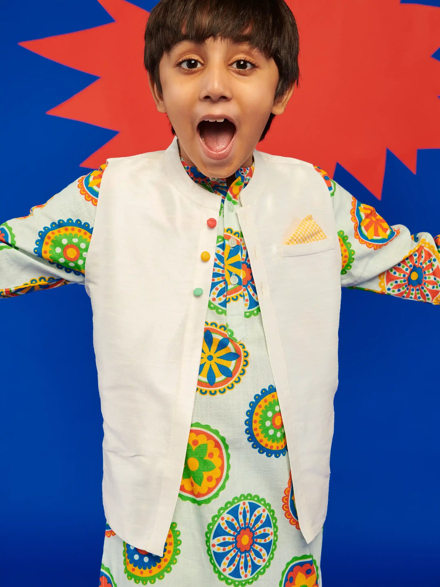 Blue Mandana Kurta Jacket Set Somersault