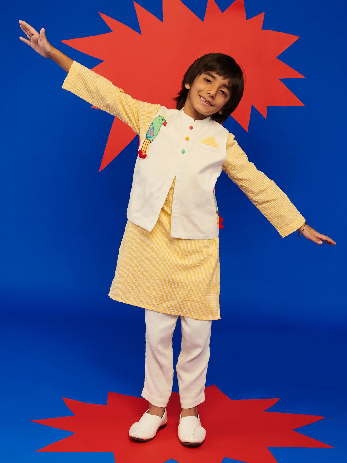 Waffle Kurta With Mitthu Jacket Set Somersault