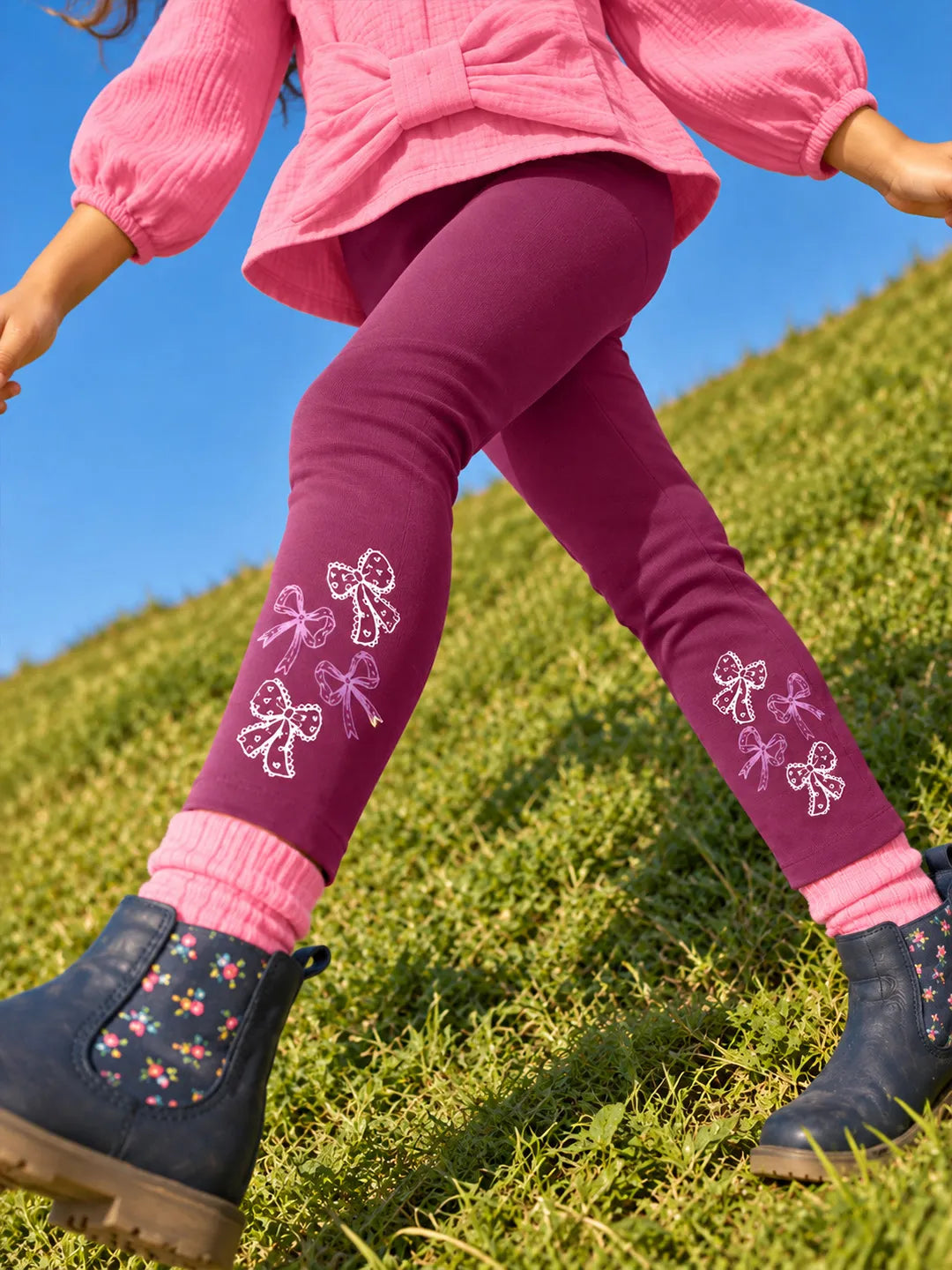 Printed Bow Detail Leggings