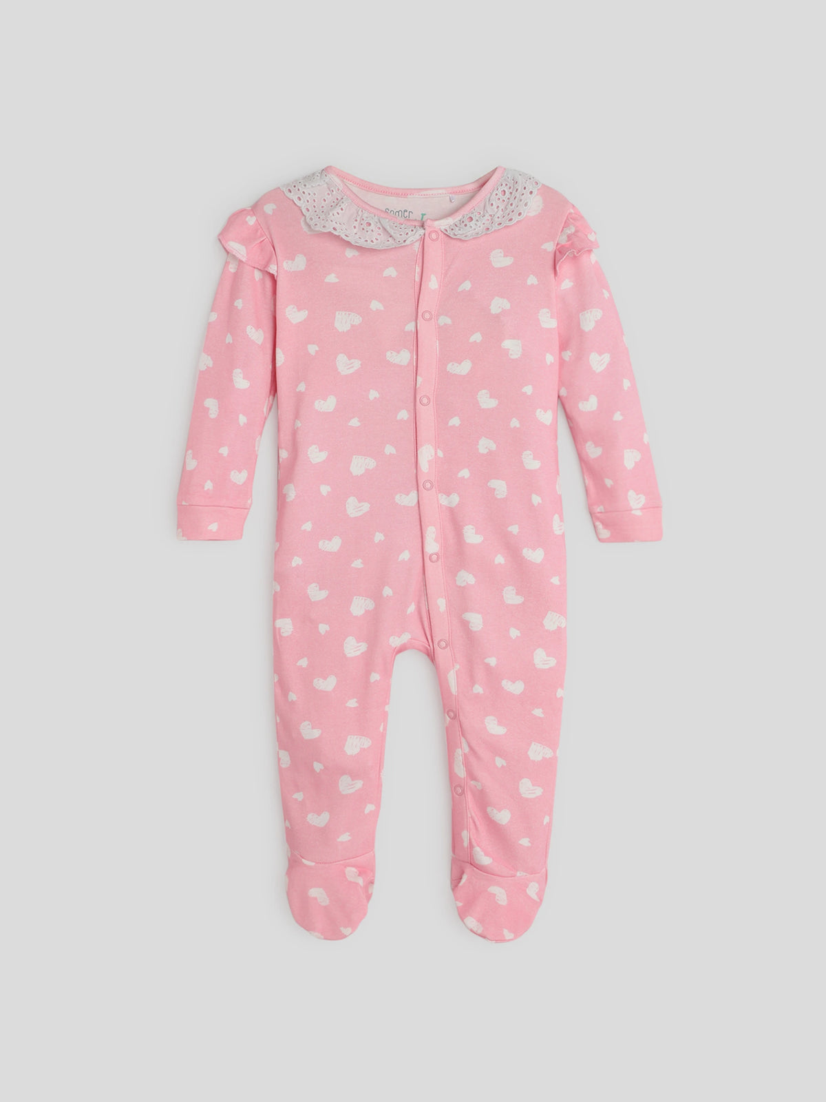 All My Heart Schiffli Collar Sleepsuit (Cancelled Style) Somersault