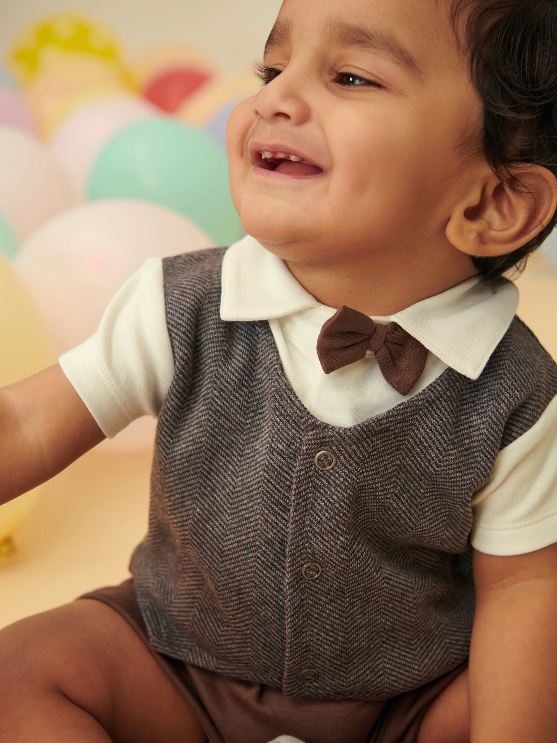 Brown Romper With Bow Somersault