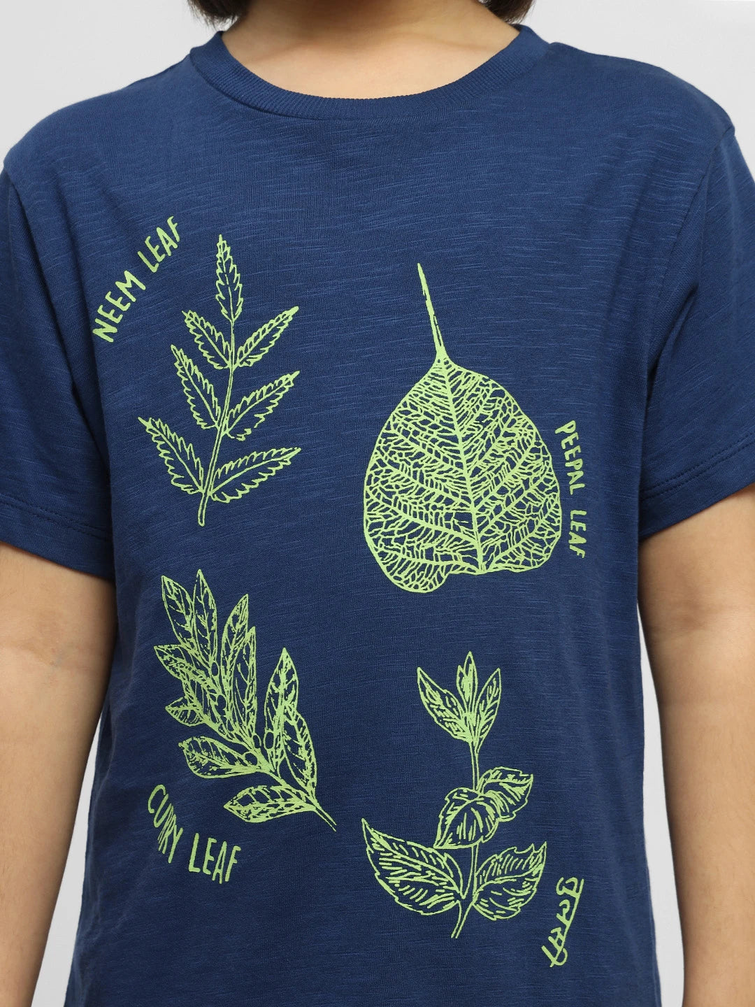Leafy Drop Shoulder Cotton Tee