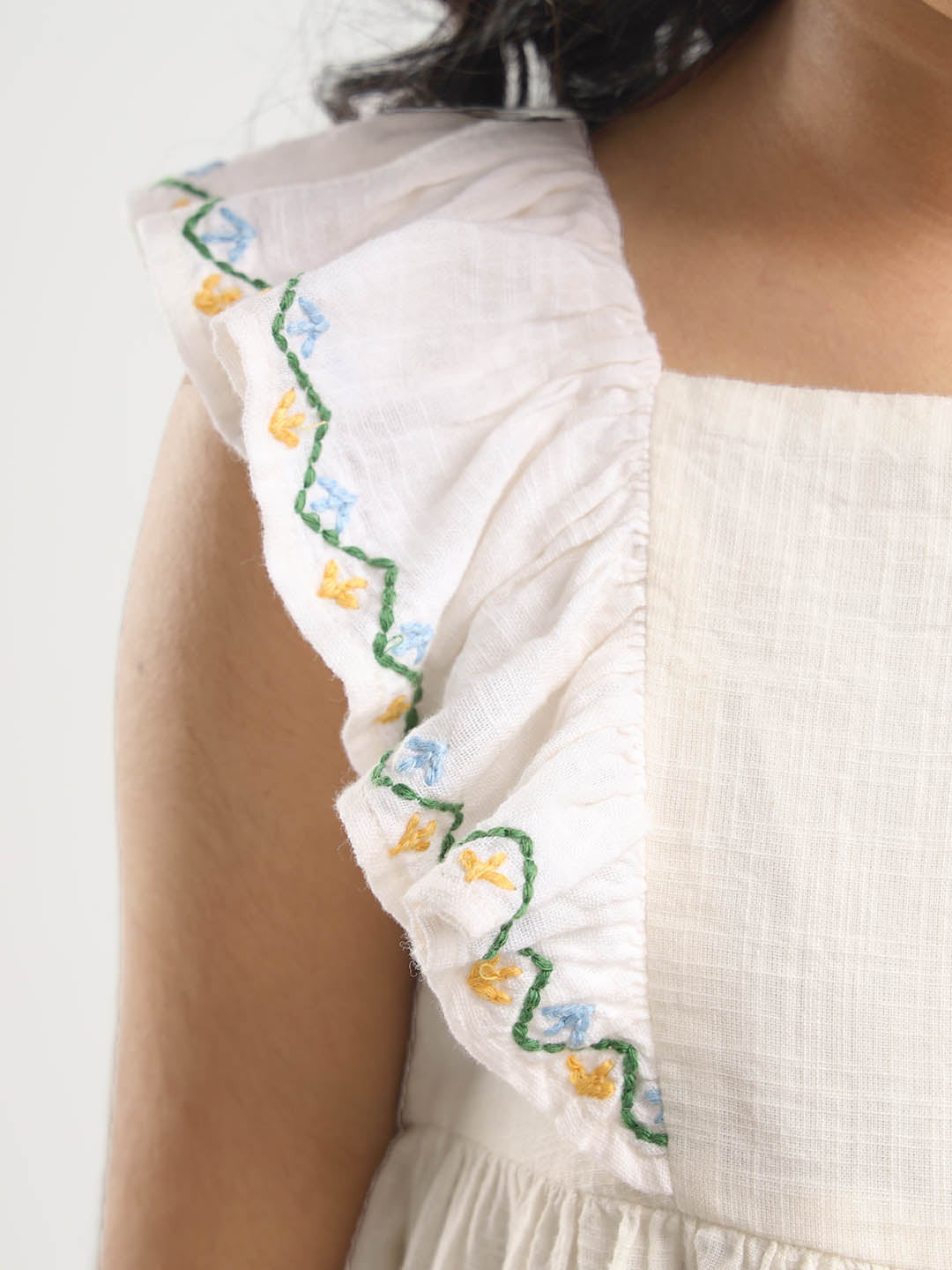 Oont Embridered Cotton A-Line Dress
