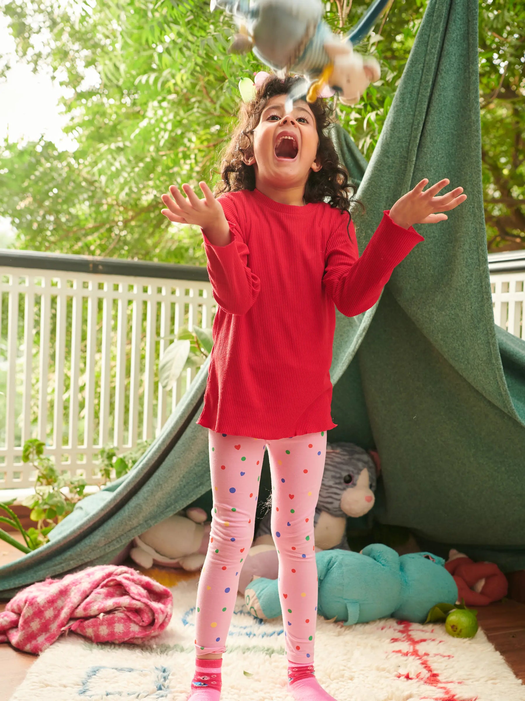 Basic Girls Knitted Tee- Red Somersault