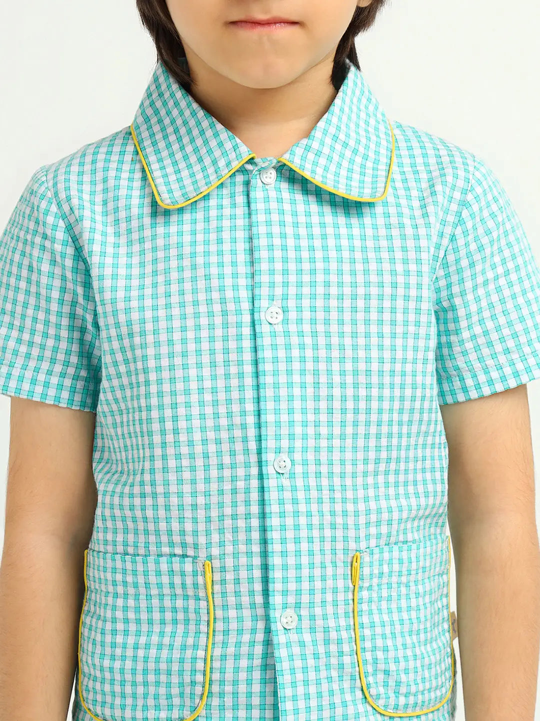 Mint Gingham Cotton Shirt & Pants Pyjama Set