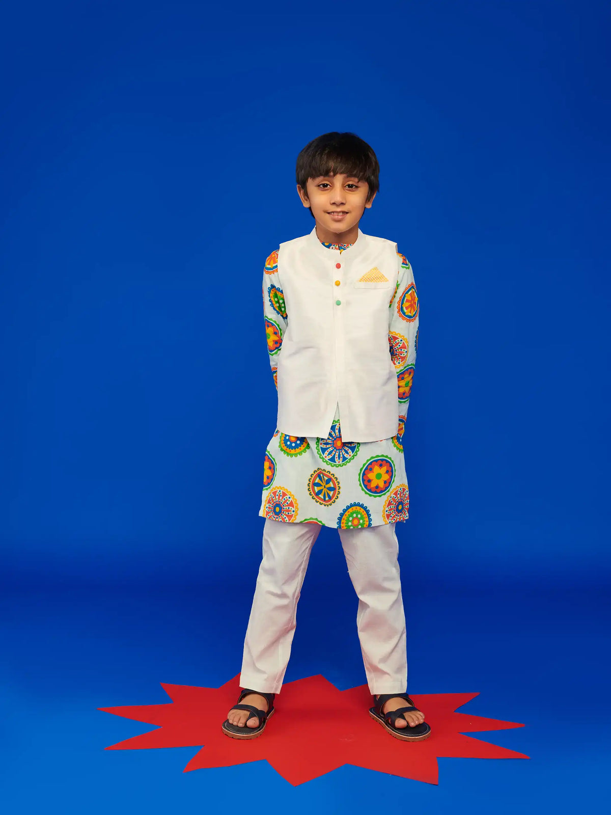 Blue Mandana Kurta Jacket Set Somersault