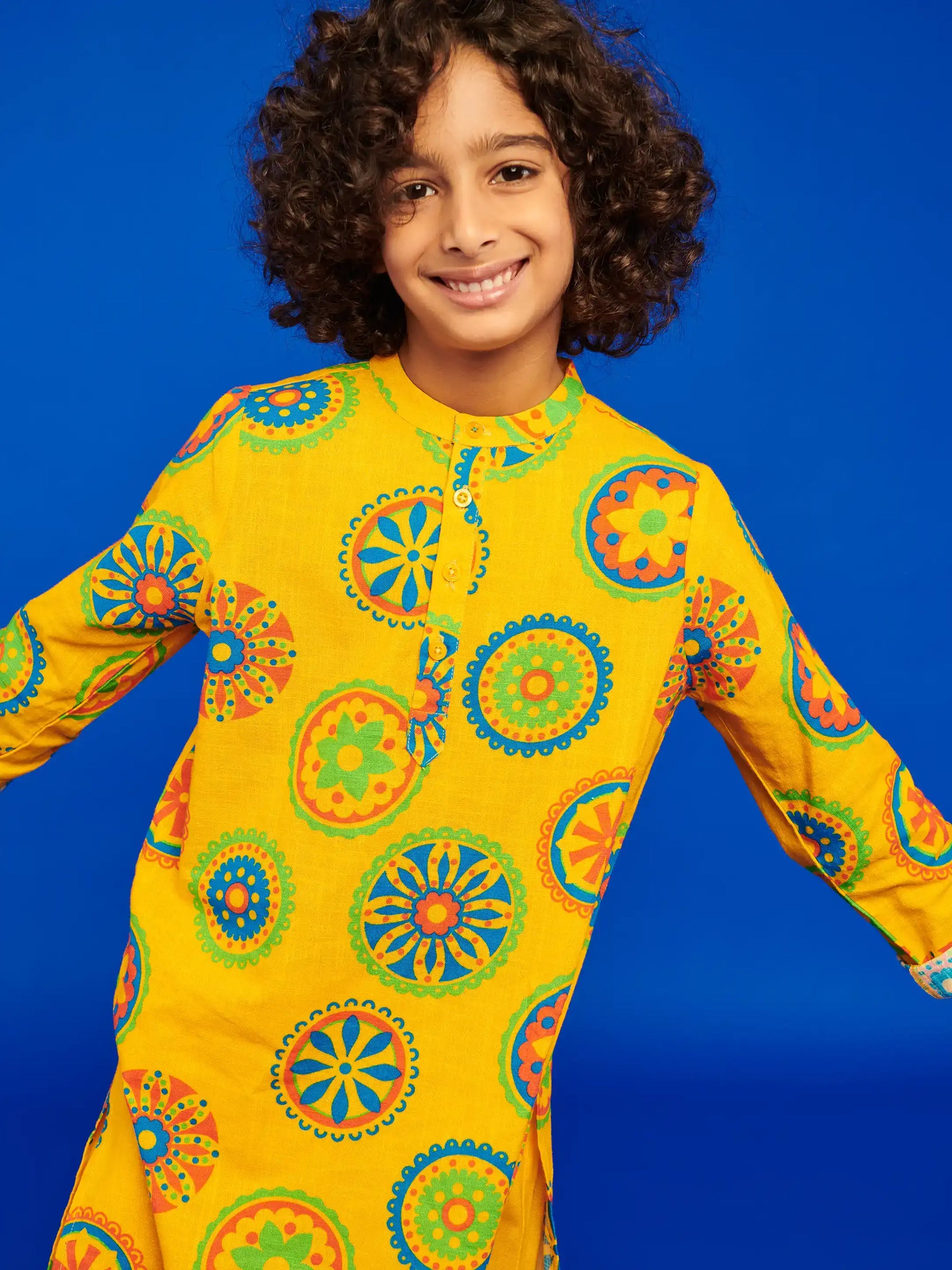 Yellow Mandana Kurta Jacket Set Somersault