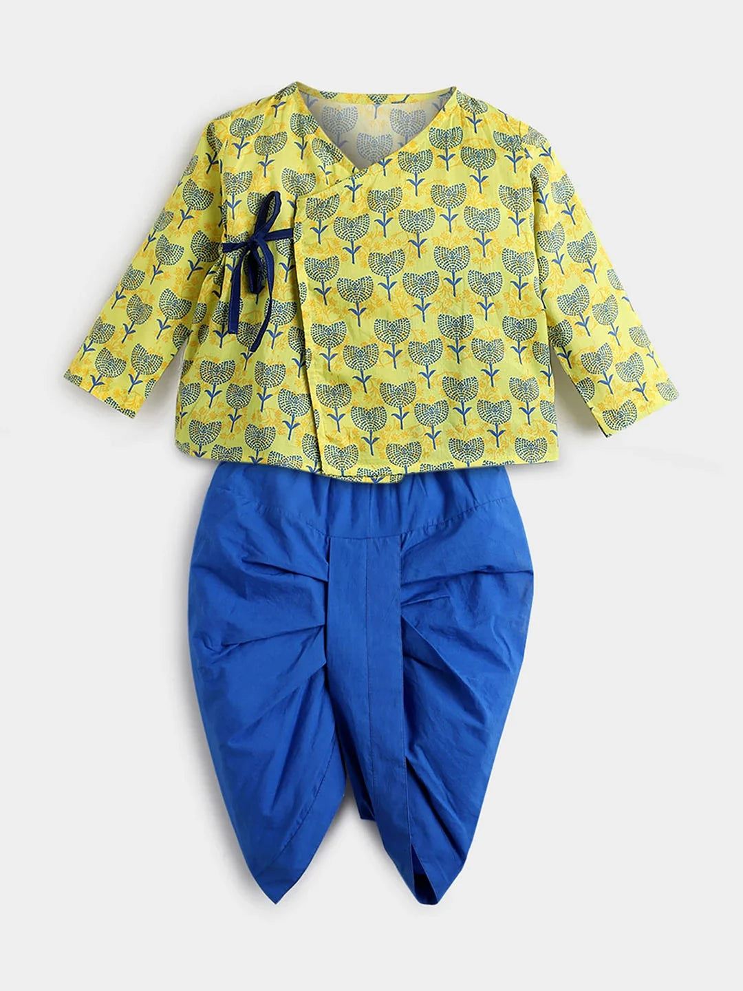 Blue Flower Dhoti Kurta Set- Newborn