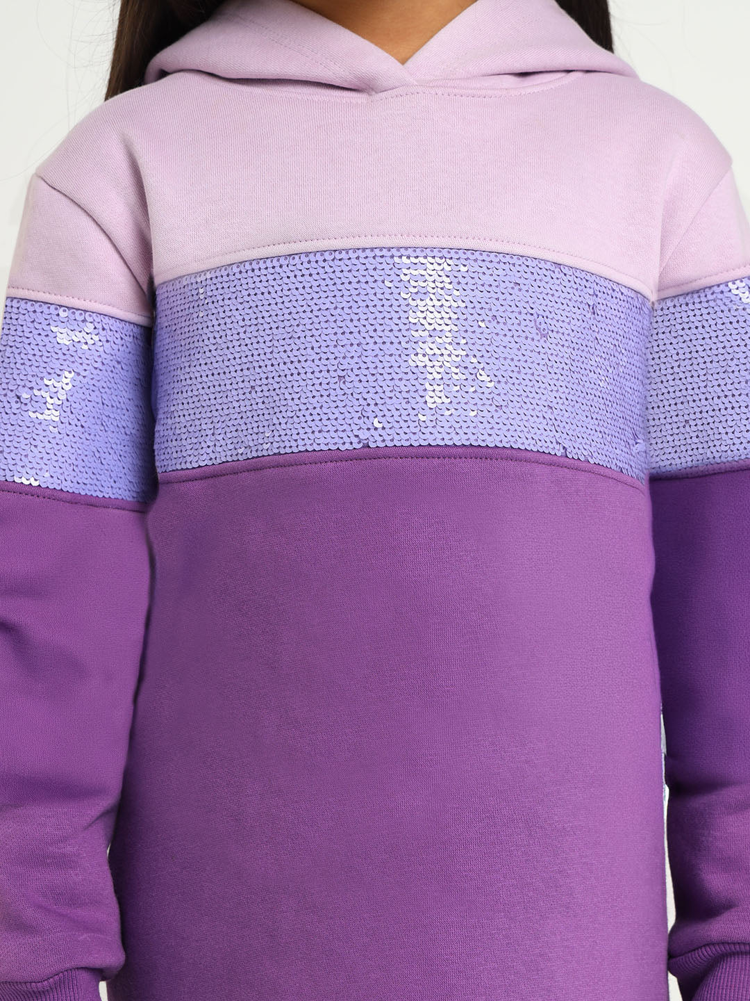 Violet Sequined Hooded Sweatshirt Dress
