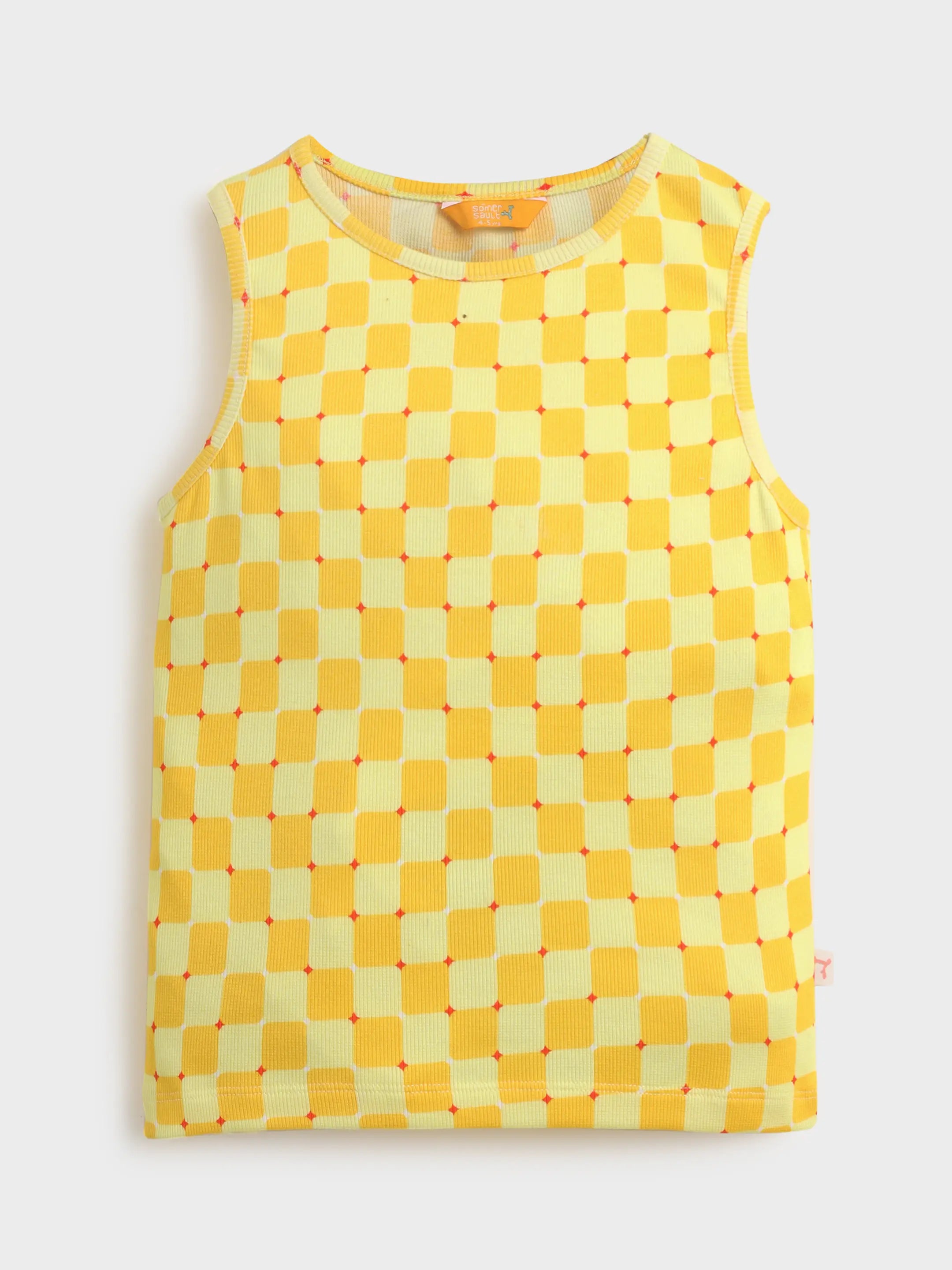 Sunshine Check Top & Coral Shorts Co-ord Set