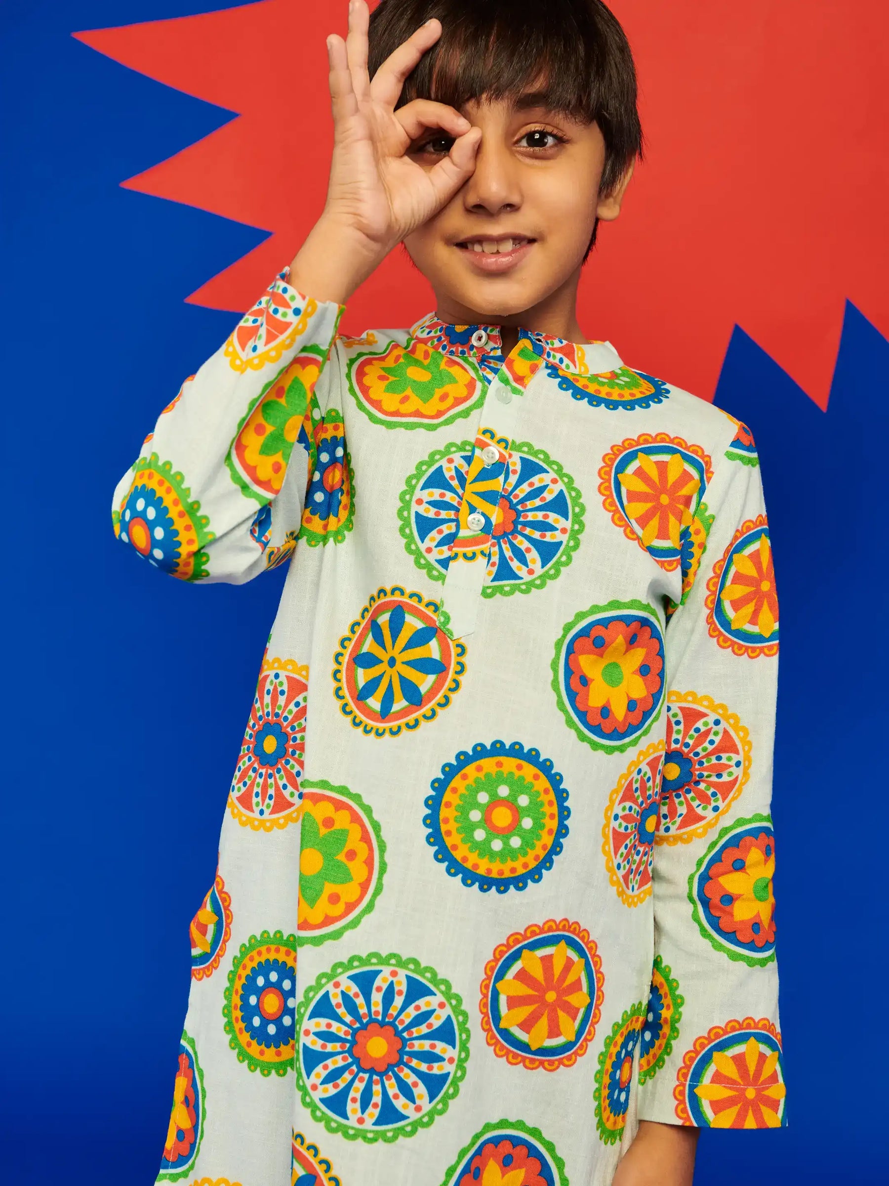 Blue Mandana Kurta Jacket Set Somersault