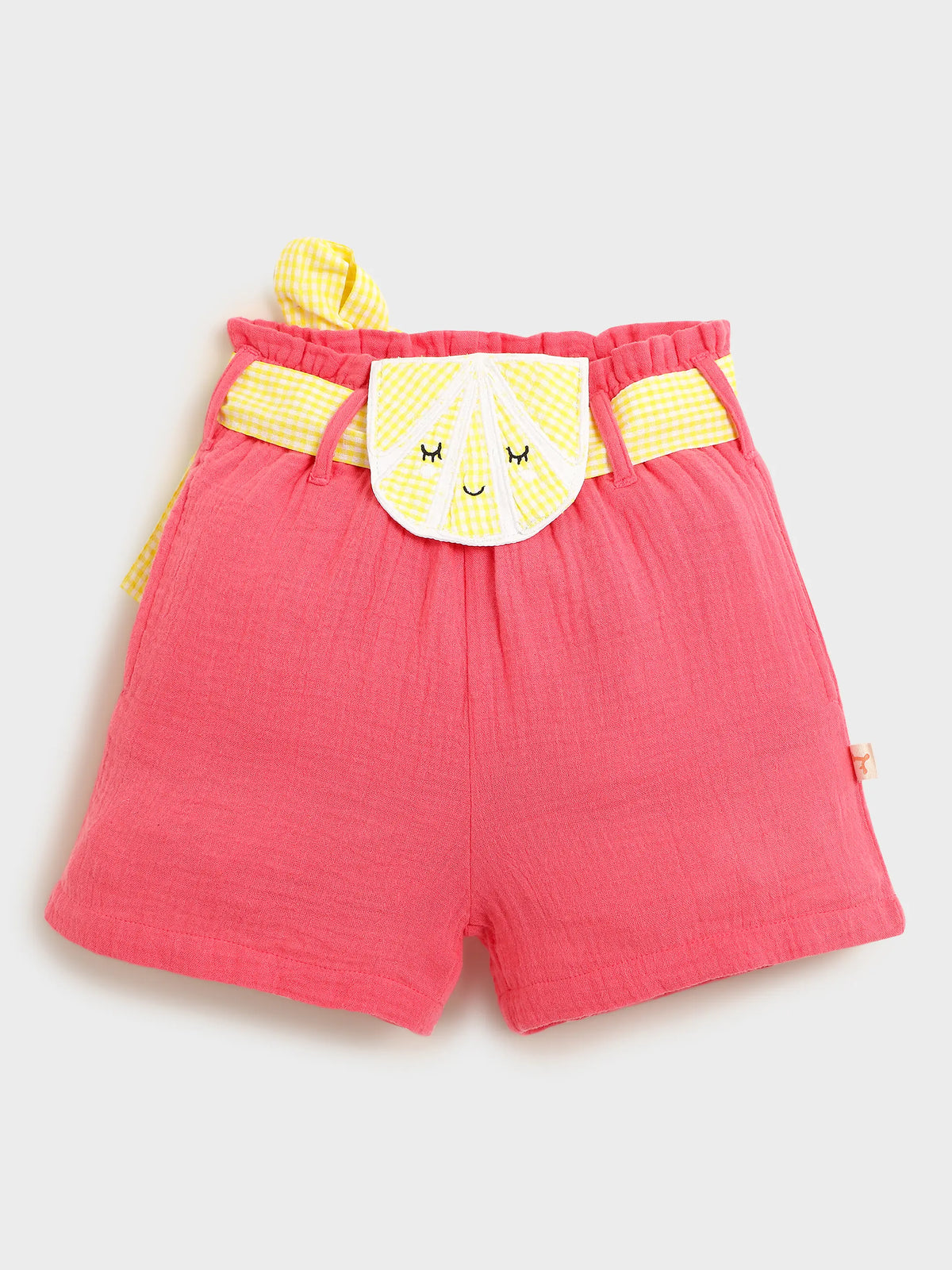 Sunshine Check Top & Coral Shorts Co-ord Set