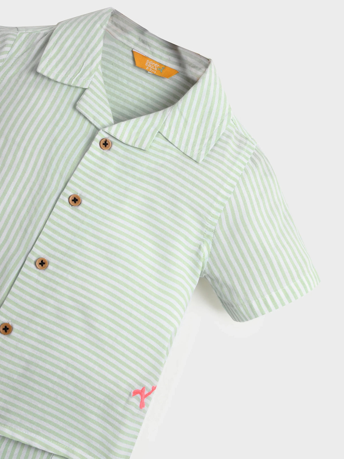 Mint Striped Shirt & Shorts Set