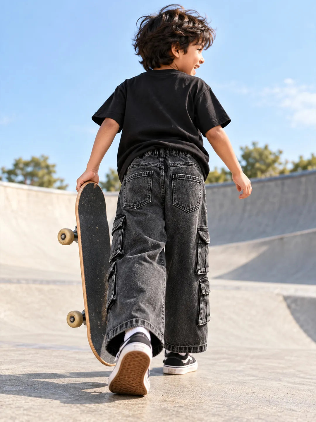 Black Cargo Denims