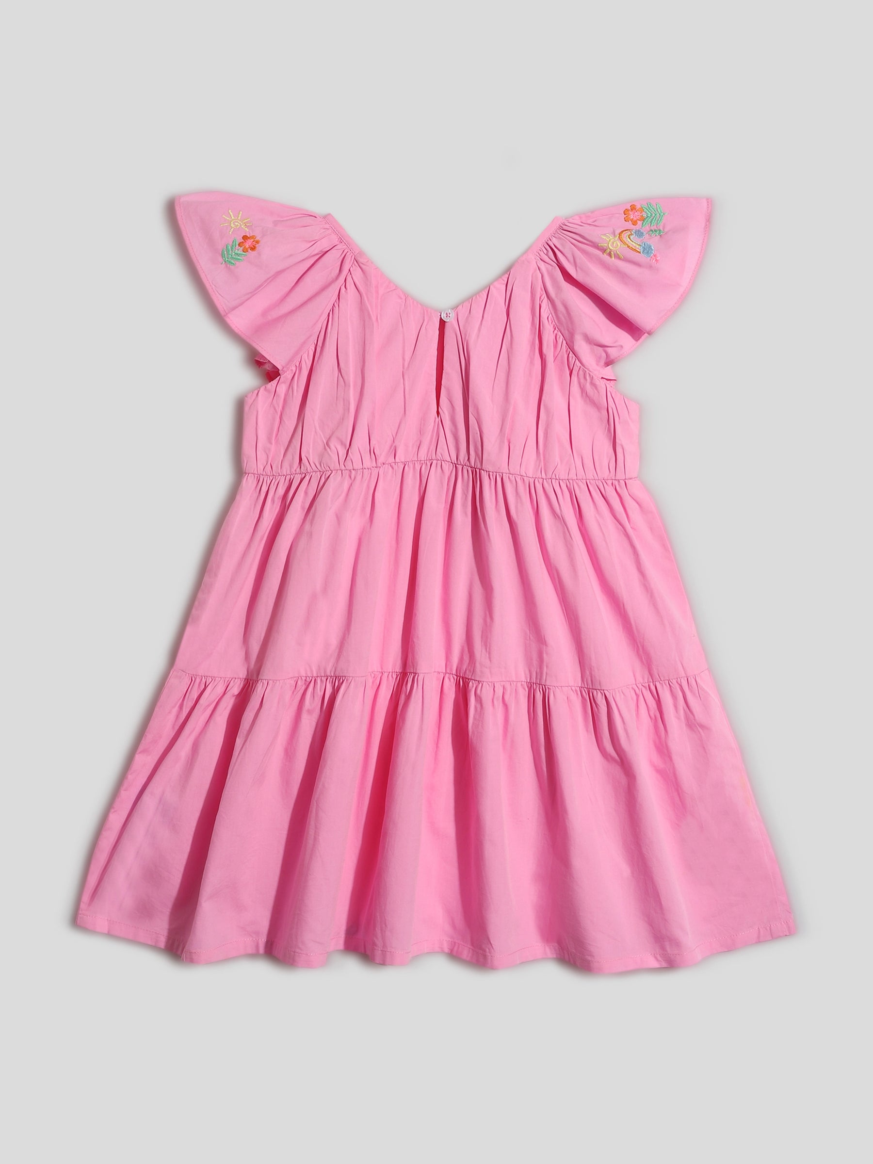 Pink Embroidered Tiered Dress Somersault