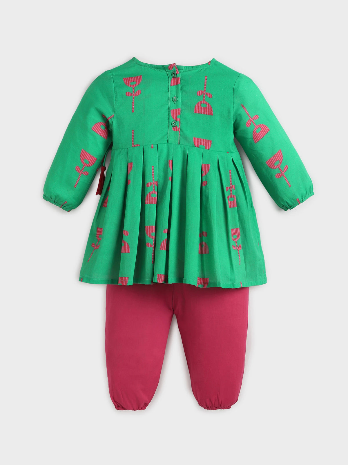 Quilted Printed Angrakha Dress Pant Set