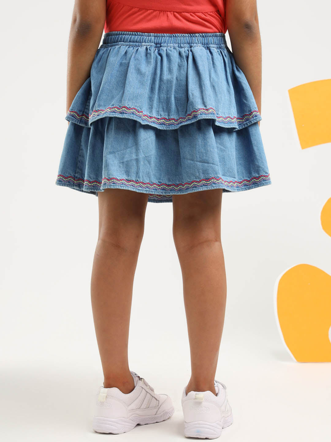 Embroidered Denim Skirt