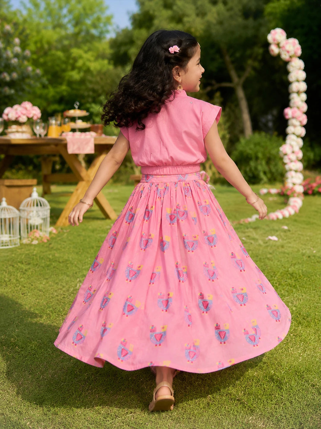Embroidered Shantoon Top & Skirt Set