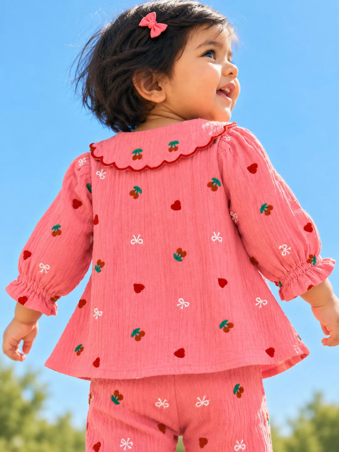 Cherry Scallop Collar Top