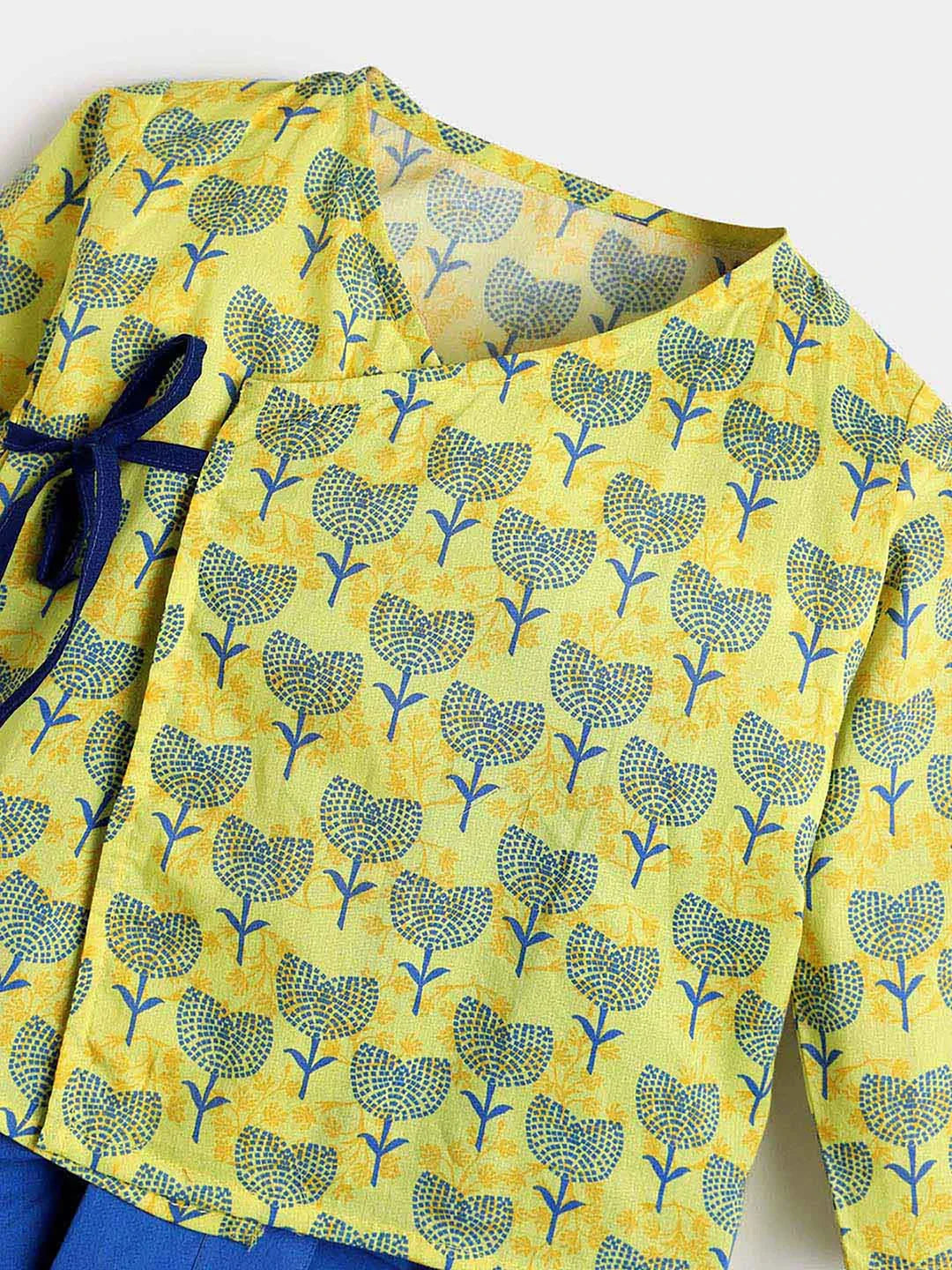 Blue Flower Dhoti Kurta Set- Newborn