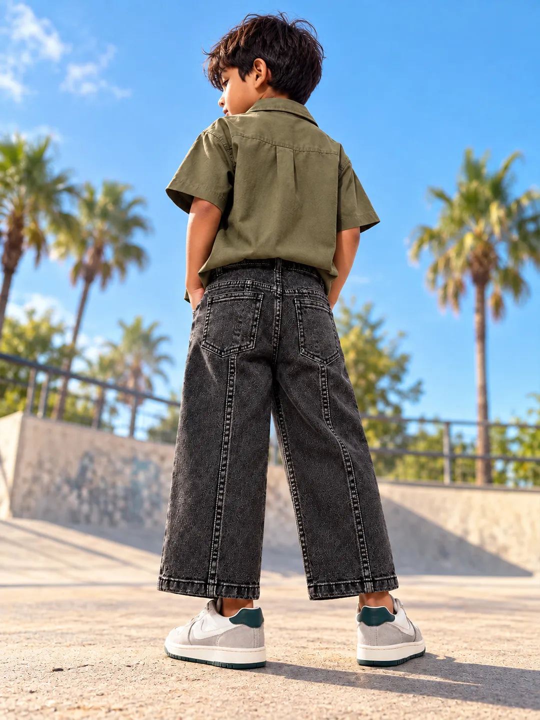 Black Side Embroidered Denim