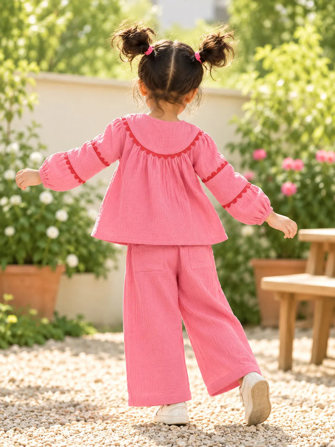 Pink Double Cloth Full Sleeves Top