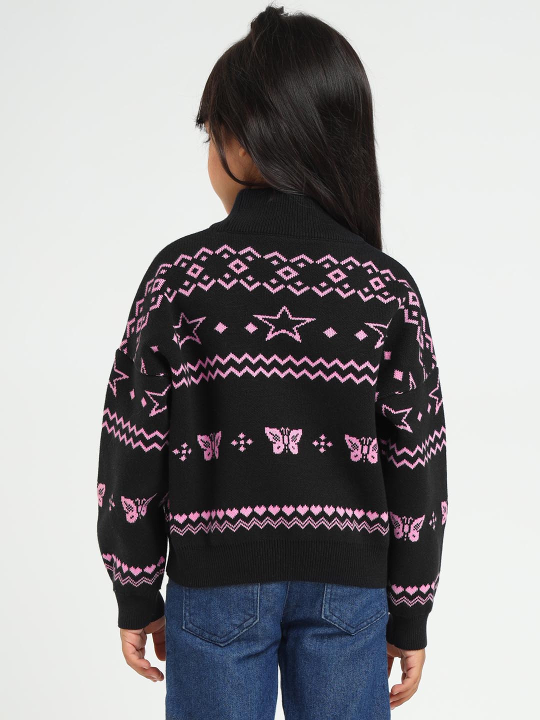 Butterfly High Neck Cotton Pullover Sweater