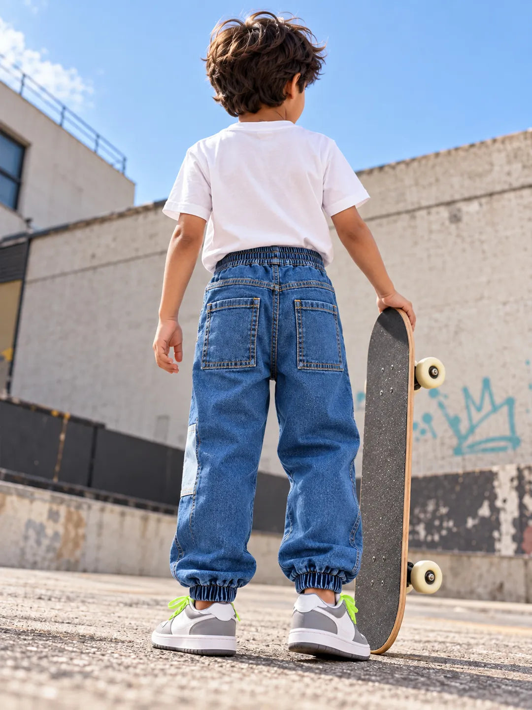 Knee Patch Denim Joggers