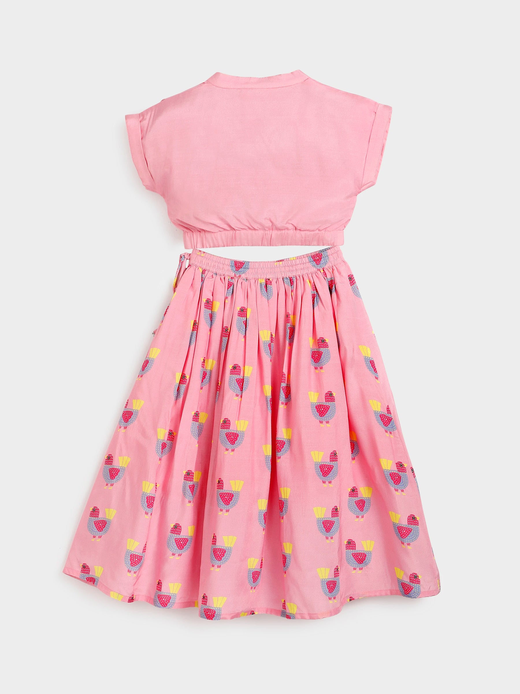 Pink Top and Printed Skirt Set