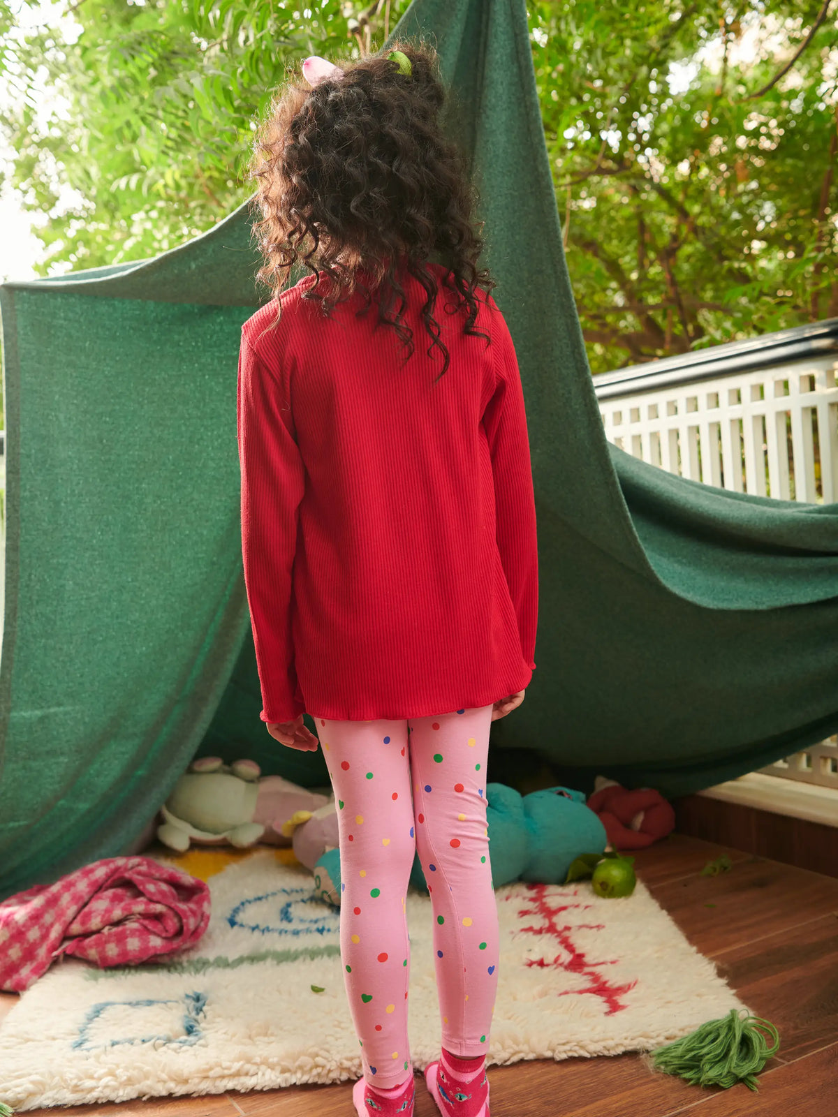 Basic Girls Knitted Tee- Red Somersault