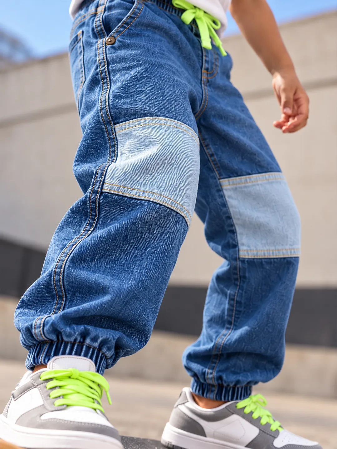 Knee Patch Denim Joggers