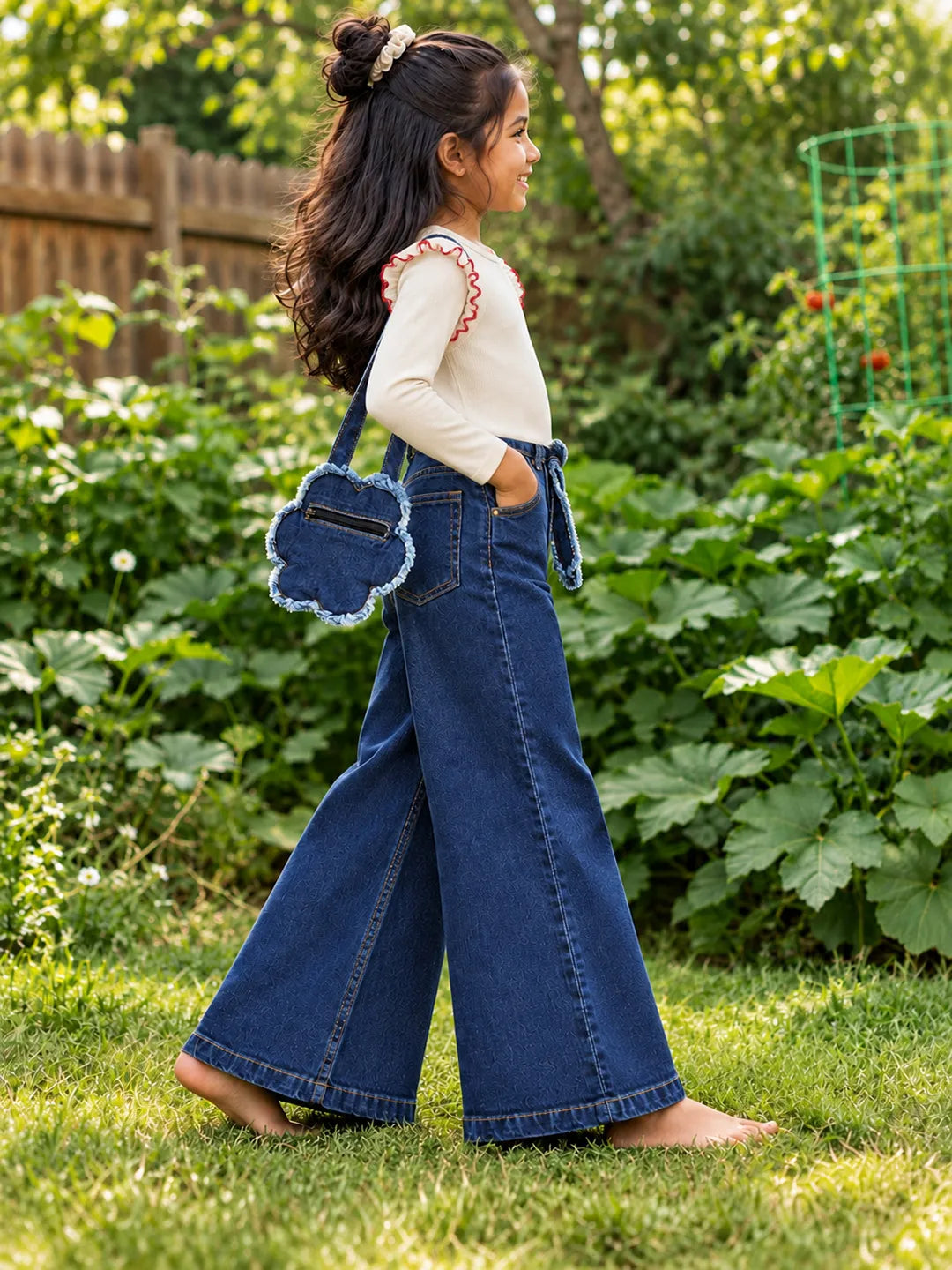 Wide Leg Denim with Fanny Bag